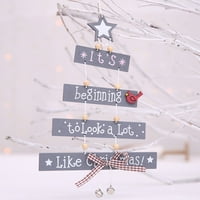 Slova isklesana drvena kriška zvono božićno drvce viseći ukras privjesak dekor sivo drvo