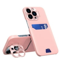 Samimore za iPhone Pro 6.1 Novčani kofer sa metalnim CD sočivima, čvrsta stražnja futrola sa utor za karticu i nevidljivom udarnom udarnom udarnom zaštitnom futrolu za iPhone Pro žene muškarci, ružičasti