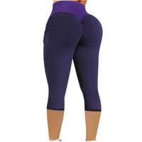Ženska modna rasteza yoga gamaše fitness trčanje teretana žetvene pantalone Pocket Active hlače ljubičasta