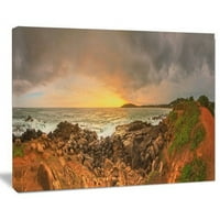 Dizajn Art Sunrise na romantičnoj plaži na fotografskom tisku Šri Lanke na zamotanom platnu