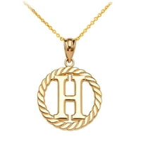Zlatna H početna u konopcu Privjesak ogrlica: 10k Privjesak sa 18 lancem