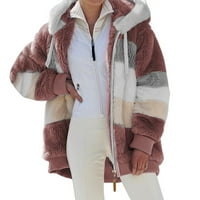 Yuwegr Clearance Women zimski patent zatvarač niz šerpa jaknu s kapuljačom na otvorenom debela ženska