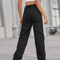 GUZOM traperice za žene - elastični struk sa džepovima Slim Fit traper hlače crna veličina m