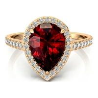 Prirodni garnita Dimond vjenčani prsten, 14K Gold Halo prsten, zaručnički prsten, januarski roštilj