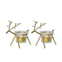 Držač čaja za jelena Iron Art Svjet za svijećnjak i prozirna čaša Božićni stol za svijeće Čaj svjetlosni postolje