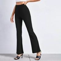 Oalirro Dukset za žene crne pantalone za žene visokog struka elastičnog struka XL
