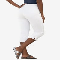 Roamans Women's Plus size Petite PULT-On Stretch Capri Jean