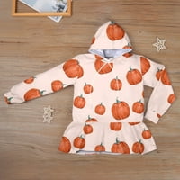 Skraćene djevojke Dugih rukava Djevojke Odjeća za odjeću Halloween Jesen Odjeća Prevelika dukserica Dukserica Dječja majica slatka crtana haljina za ispis odjeće, narančasta