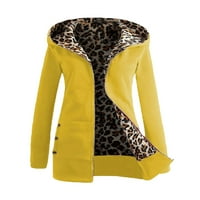 Zimski kaputi za žensku modnu toplu jakna Zimske leopard Print dugih rukava Outerwear Yellow XL