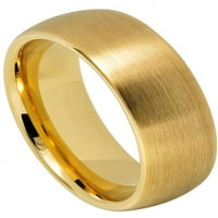 Volfram Carbide za njega i njezine kupole zlatne IP četkani završetak vjenčanog prstena