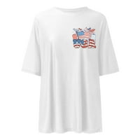 Smihono ženske plus veličine midi bluze košulje kapka s kratkim rukavima Dan nezavisnosti USA za zastave