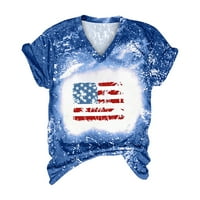 Košulje od 4. jula Žene, Dan nezavisnosti Ležerna Američka zastava Ispiši vrhove labave kratkih rukava