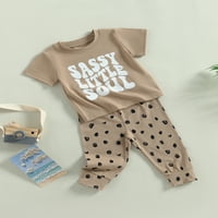 SUNISERY TODDLER Baby Girls Odjeća Set Ljetno slovo Ispis majica kratkih rukava i istezanje casus pantalone