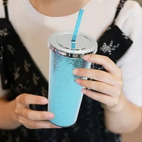 Dvostruki sloj plastični čaše Širina od slame Creative ljeto hladno piće vode