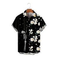 CLlios Muške lubanje Print Havajske košulje Ljeto rever gumb Down majica Labavi kratki rukav džep za