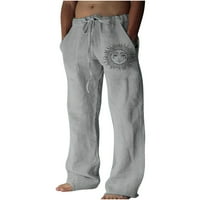 Edvintorg muške novih posteljine hlača elastične čvrste boje labave ležerne pantalone na klirensu