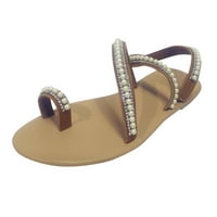 Kakina s sandale za žene, žene ravne perlice otvorene nožne prste prozračne udobne cipele na plaži Rimske
