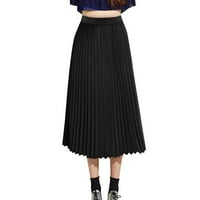 Yubatuo Žene Ljeto Ležerne prilike Elegantna puna boja labava Pleased Maxi suknja Black XL