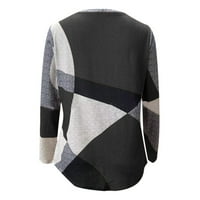 Ženski gumb Down Tunnic Trup s dugim rukavima Geometrijski kontrast boja pulover okrugli vrat Tees Jesen