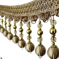 Trojord Pom Pom Fringe Trim perla sa loptom za obrubljene trake za obrezivanje za klavir Cover Dekorativna traka za zavjese