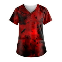 Bicoasu ženski kratki rukav V-izrez s majicom labave majice Casual TEE Basic Tops Red S