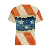 4. jula vrhovi za žene V-izrez majica modna kauzalna vintage ljubavna bluza ljetne vrhove kratkih rukava Dan nezavisnosti
