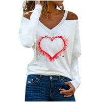Ženska hladno ramenica labava bluza prodaja modne žene V-izrez dugih rukava majica jesenje ispis hladnih