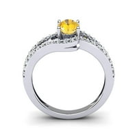 Superjeweler 1. Carat ovalni oblik citrina i maštoviti dijamantni prsten u srebru sterlinga za žene