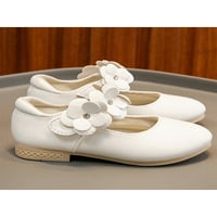 Girl's Dress Shoes Uniform Flats Princess Mary Jane Kids Non-slip Leather Shoe Girls Flower White 12little