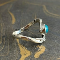 Čvrsti srebrni prsten za žene i djevojke, prirodni tirkizni prsten dragulje Jedinstveni ručno izrađeni prsten za nju