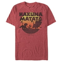 Muški lav kralj hakuna matata zalaska sunca Circle grafički tee crveno heather velike
