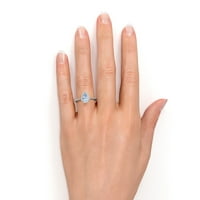 1. Carat Pear Cut stvorio je akvamarinski i moissitni halo zaručnički prsten u 18K bijelom zlatu preko