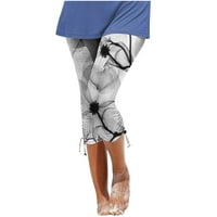 Symoide ženske aktivne rastezanje kaprimgim nogama - atletski radovi tiskane casual hlače na plaži tanka-noga