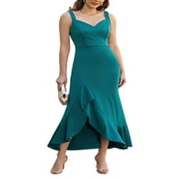 Capreze Women Ball haljina V izrez Strana duga haljina Čvrsta boja Maxi haljina seksi bodycon-haljina bez rukava zelena 2xl