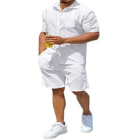 Muška vježba odjeća kratki rukav Jogger setovi rever izrez TrackSit set labavog duksežata teretana bijela