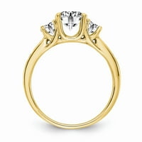 14K žuti zlatni prsten bend Moissine okrugli bijeli 1,50ct. Kamen sa strane, veličina 5