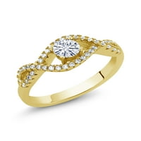 Gem Stone King 18K žuti pozlaćeni srebrni beskonačni prsten sa moissineom