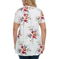 SayHi Womens Ljetni vrhovi TOP V izrez Loose Plus size Majice Ruffle Print kratkih rukava Casual Bluze