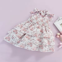 Calsunbaby Little Girl Ljetna haljina Dječja djeca novorođenčadi bez rukava za vezanje ruže ružičasta