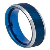 Muškarci Žene Volfram Carbide Vjenčani prsten Comfort Fit visoke poljske budene ivice brušenog plavog tona volfram prstena