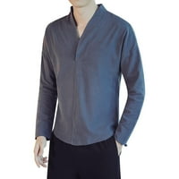 Muška majica Muška modna proljetna ljetna casual dugi rukav lapel Solid Boja antička košulja Muška košulja