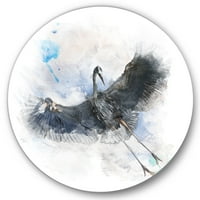 Art DesimanArt 'Great Blue Heron Bird' Farmhouse Metal Circle Wall Art - Disk od