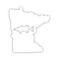 Minnesota bass naljepnica naljepnica Die Cut - samoljepljivi vinil - Vremenska zaštitna - izrađena u SAD - Mnogo boja i veličine - Largemouth Ribolov u obliku u obliku države