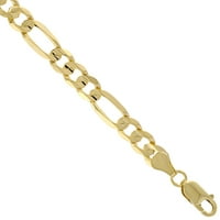 10K Čvrsto žuto talijanski zlatni konkavni ogrlica sa figarom lancem