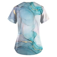 Ženski vrhovi okrugli dekolte casual bluza od tiskanih žena ljeto kratkih rukava majica svijetlo plava