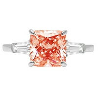 3.5ct Asscher rezan crveni simulirani dijamant 14k bijeli zlatni godišnjički angažman kamena prstena