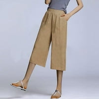 Aloohaidyvio Ženska sportska hlače, ženske pune boje casual labavo široko noga ravna bačva pamučna posteljina