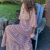 Haljine za žene Ljeto Ležerne prilike moda Geometrijski print izrez čipke mjehurići srednji rukavi ruffle