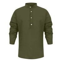 Knosfesne majice za muškarce dugih rukava pamučna posteljina muška majica labavi gumb niz Henley Work