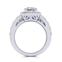 Superjeweler Carat Princess Oblik Halo Diamond Widel set u Karatu Bijelo zlato za žene
